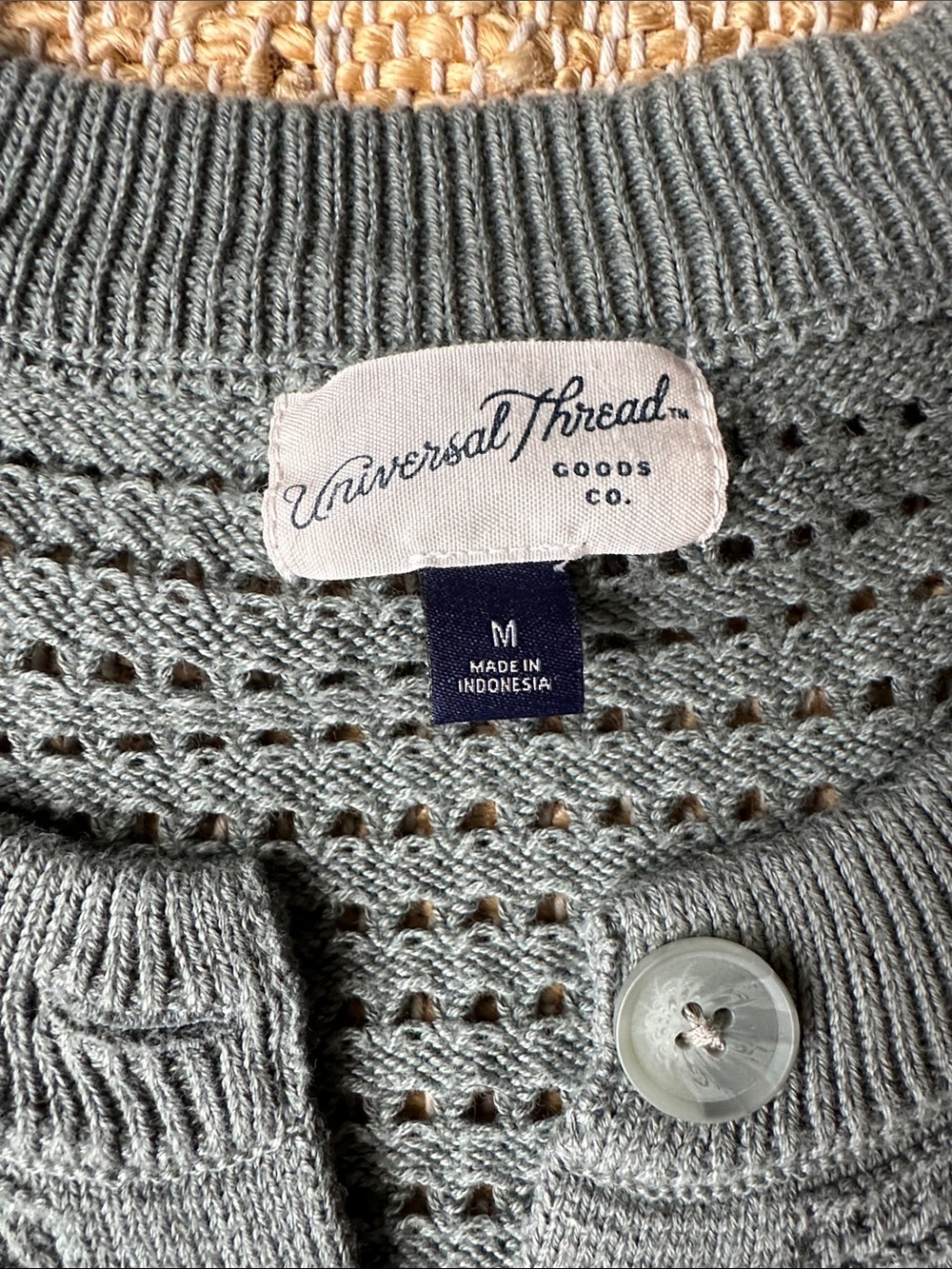 Universal Thread Gray Open-Knit Button Front Muscle Tee - Picture 2 of 6